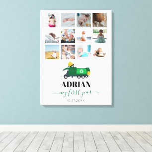 Recycling Garbage Truck Baby Boy 1st Year Photos Canvas Print