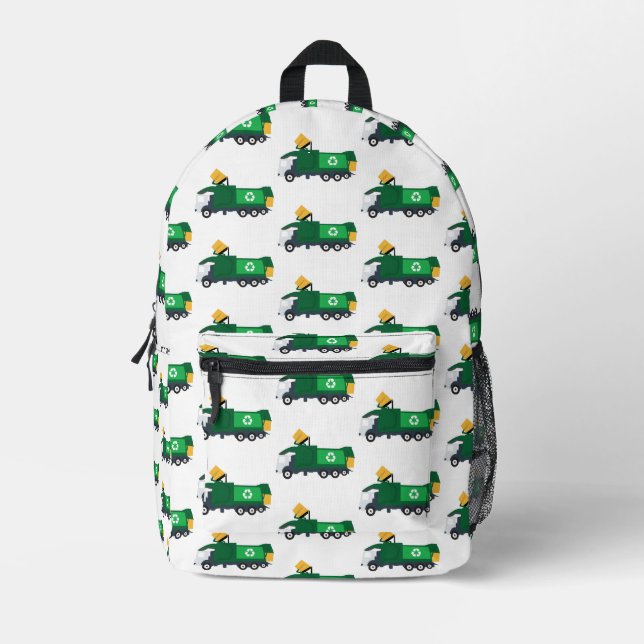 Recycling Garbage Truck Back to School Boys Printed Backpack (Front)