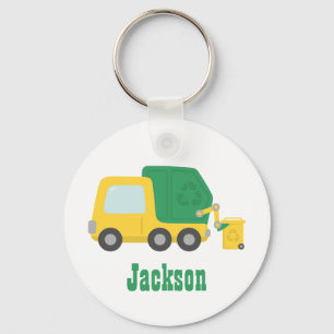 Recycling Garbage Truck Boys Personalised Key Ring