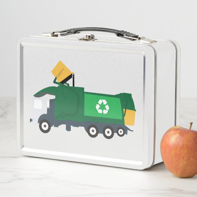 Recycling Garbage Truck Metal Lunch Box (In Situ)