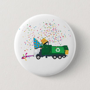 Recycling Garbage Truck Party  6 Cm Round Badge