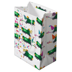 Recycling Garbage Truck Party Pattern Medium Gift Bag