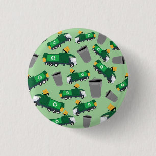 Recycling Garbage Truck Pattern 3 Cm Round Badge
