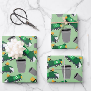 Recycling Garbage Truck Pattern Wrapping Paper Sheet