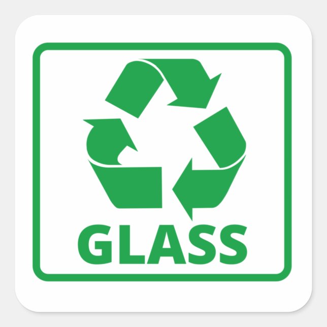 Recycling glass sign classic  square sticker (Front)