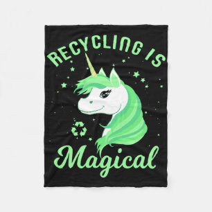 Recycling Is Magical Unicorn Earth Day T Shirt  Fleece Blanket
