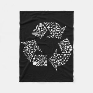Recycling Logo Recycle Symbol Earth Day Fleece Blanket