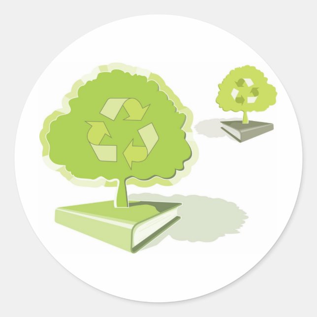 Recycling paper! Save trees! Classic Round Sticker (Front)