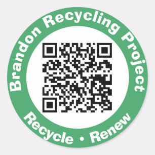 Recycling Project QR Code Recycle & Renew. Classic Round Sticker