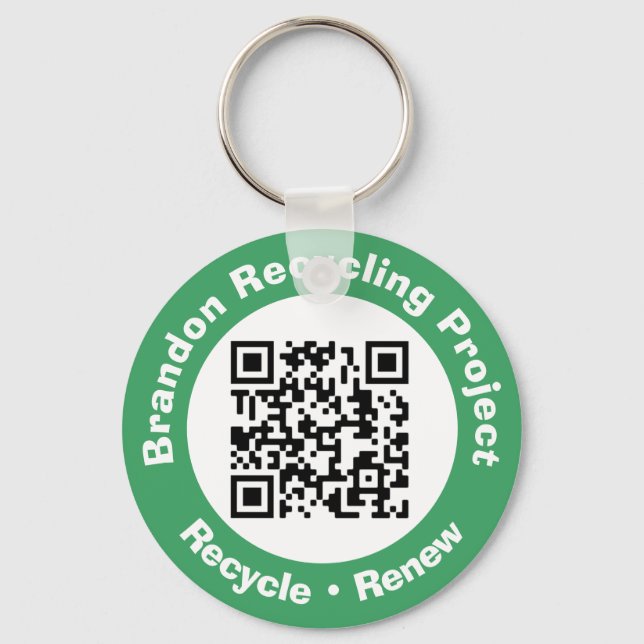 Recycling Project QR Code Recycle & Renew. Key Ring (Front)
