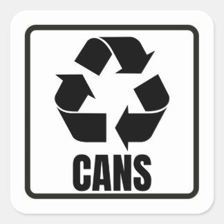 Recycling sign black cans square sticker