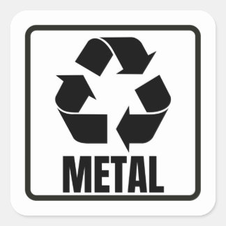 Recycling sign black metal square sticker