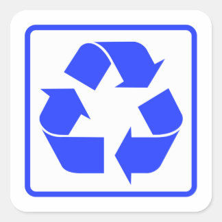 Recycling sign blue classic  square sticker