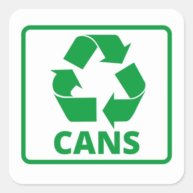 Recycling sign green cans  square sticker (Front)