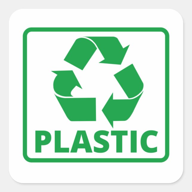 Recycling sign green plastic  square sticker (Front)