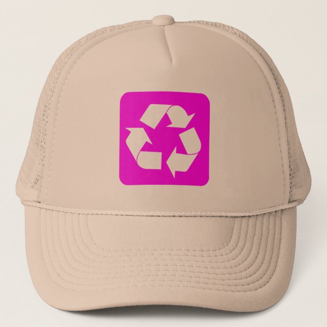 Recycling Sign - Magenta Trucker Hat (Front)