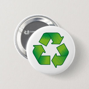Recycling symbol 6 cm round badge