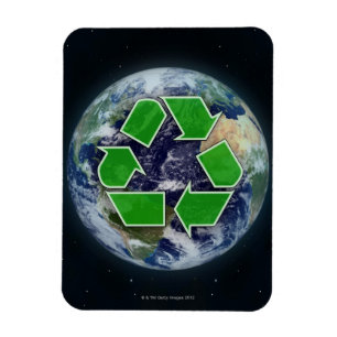 Recycling symbol and planet earth magnet