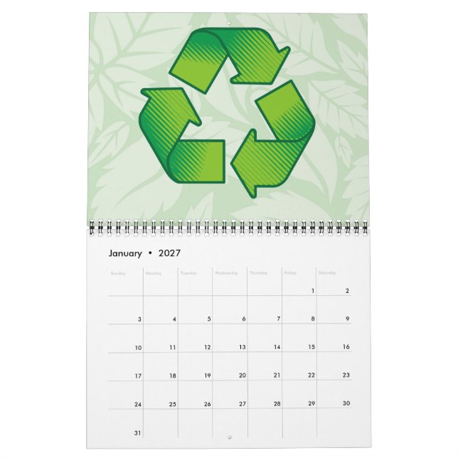 Recycling symbol calendar (Jan 2027)