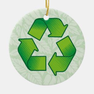 Recycling symbol ceramic tree decoration