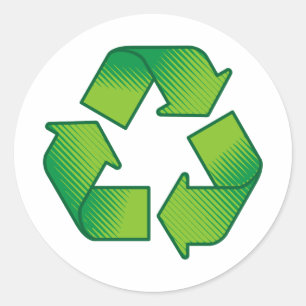 Recycling symbol classic round sticker