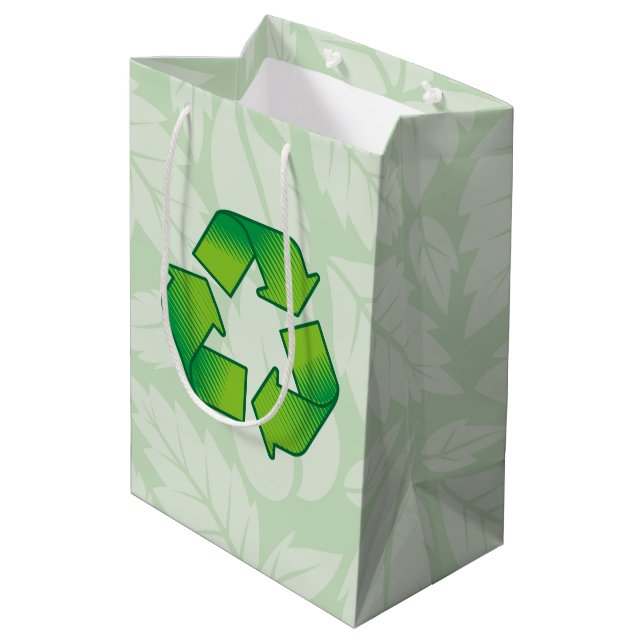 Recycling symbol medium gift bag (Back Angled)
