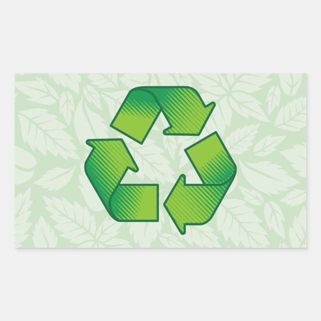 Recycling symbol rectangular sticker (Front)