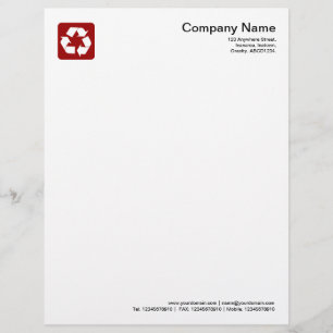 Recycling Symbol - Ruby Red Letterhead Design
