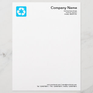 Recycling Symbol - Sky Blue Letterhead Template