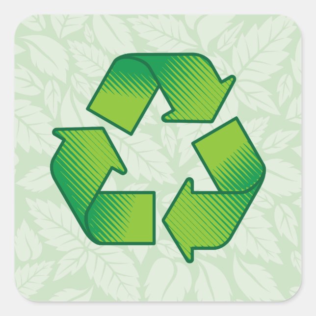 Recycling symbol square sticker (Front)
