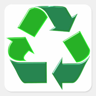 recycling symbol square sticker
