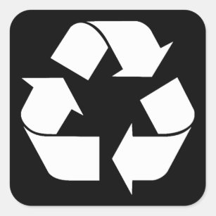 Recycling Symbol - White (For Black Backgrounds) Square Sticker