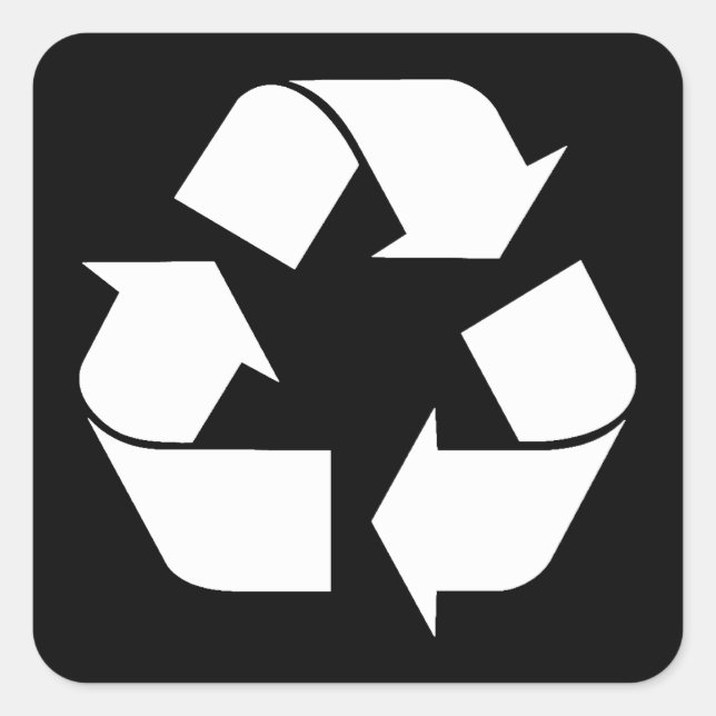 Recycling Symbol - White (For Black Backgrounds) Square Sticker (Front)