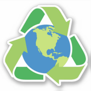 Recycling symbol with planet earth
