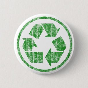 Recycling to Save the Planet Earth, Symbol 6 Cm Round Badge