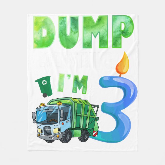Recycling Trash 3 Years Old Garbage Truck 3rd Fleece Blanket (Front)