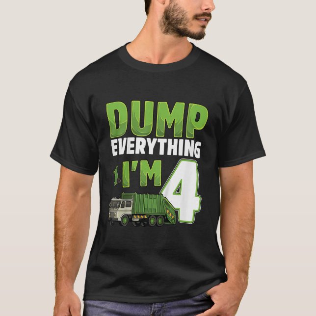 Recycling Trash 4 Year Old Garbage Truck 4th Birth T-Shirt (Front)