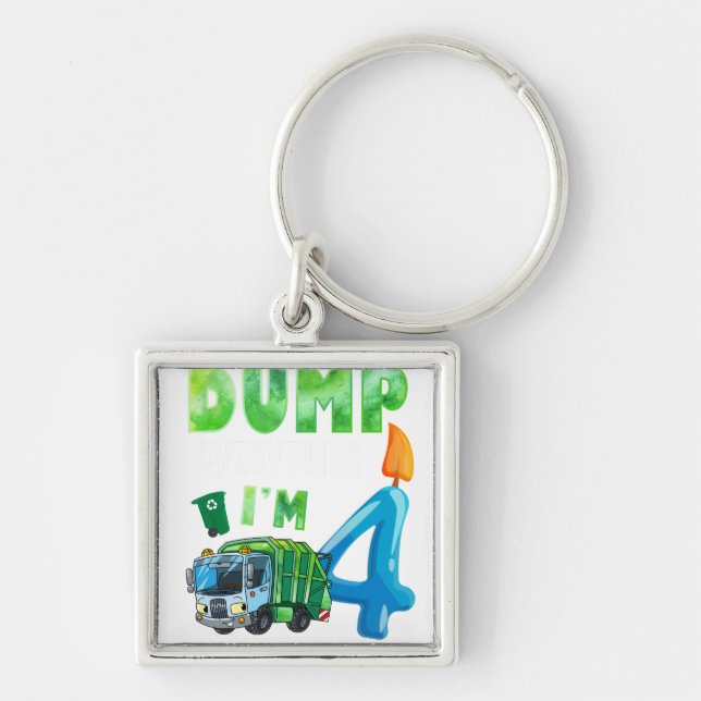 Recycling Trash 4 Years Old Garbage Truck 4th Key Ring (Front)