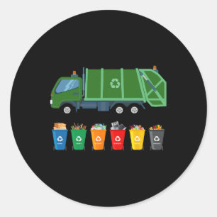 Recycling Trash Truck Kids Garge Truck Trash Colle Classic Round Sticker