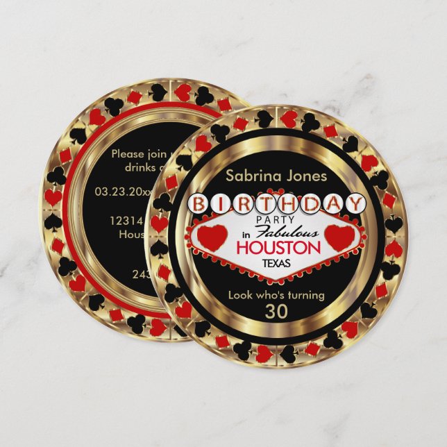 Red 00th Birthday Party  - DIY City & State Invitation (Front/Back)