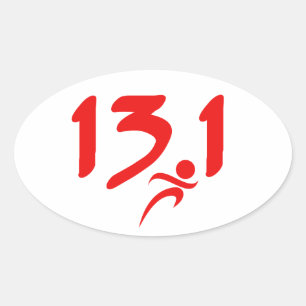Red 13.1 half-marathon oval sticker