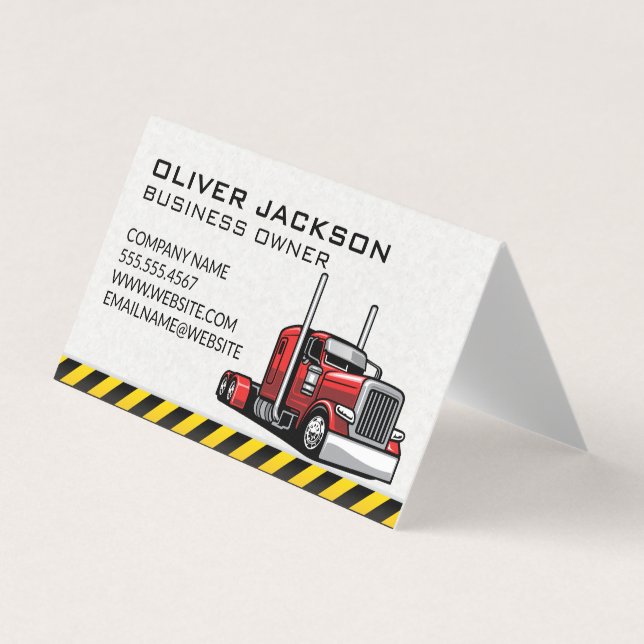 Red 18 Wheeler | Truck Driver Business Card (Front)