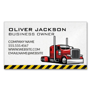 Red 18 Wheeler Truck Driver Magnetic Business Card