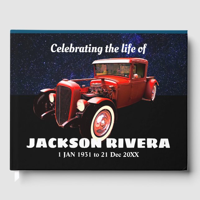 Red 1930 Street Rod Celebration of Life Guest Book (Front)