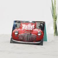 Red 1941 Classic Chevy Coupe Hello! Card