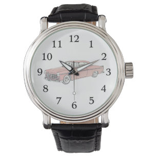 Red 1955 Chrysler 300 Illustration Wristwatch