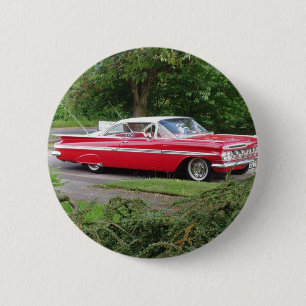 red 1960 impala 6 cm round badge
