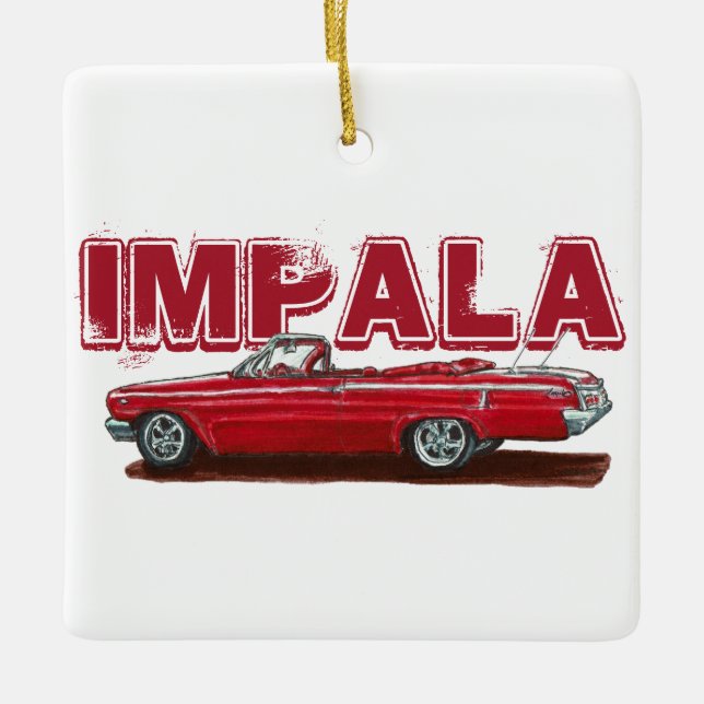 Red 1962 Impala Convertible Ceramic Ornament (Front)