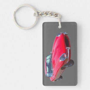 Red 1964 Jaguar XKE Antique Sports Car Key Ring