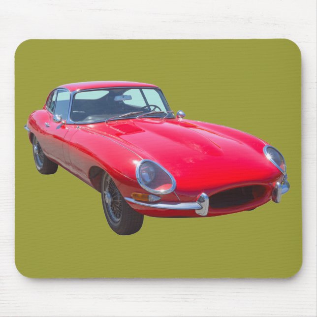 Red 1964 Jaguar XKE Antique Sports Car Mouse Mat (Front)